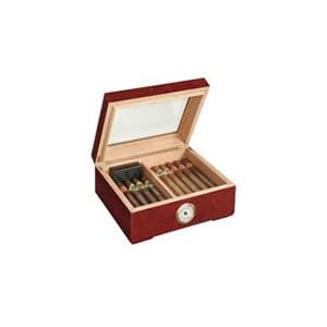 Cigar Box With Feet And Burl Wood Finish