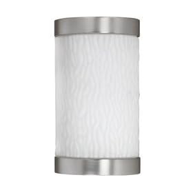 American Fluorescent FUW113SNEC Fusion Outdoor Sconce, Unique Smooth White Glass Diffuser with Satin Nickel End Caps, 13W 9H