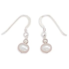 White Cultured Freshwater Pearl Earrings on French Wire by West Coast Jewelry