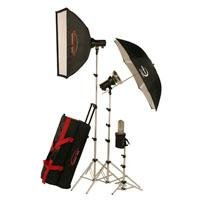 Photogenic AKC990BK 960 WS Portrait Studio 3 Light Soft Box Kit with 3 AKC320B StudioMax III Strobe Light, AK2432 24 x32 inch Soft Box