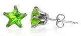 Sterling Silver Peridot Cubic Zirconia 4 MM Star Stud Post Earrings