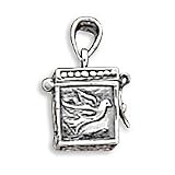 Sterling Silver Oxidized Prayer Box with Dove Pendant
