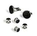 Silver & Onyx Single Ring Tuxedo Cufflinks & Stud Set