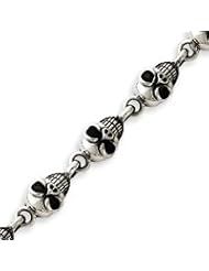 Sterling Silver Skull Bracelet - 8.5 Inch