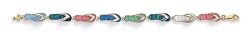 14k Large Opal Diamond-Cut Flip-Flop Bracelet - 7.25 Inch - JewelryWeb