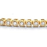 3.50 Ct Round E/F VS Certified Bezel Set Natural Diamond Tennis Bracelet in 14KY