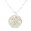 Round Brushed Satin Pendant in Sterling Silver with Beads of Citrine on a 16" Sterling Ball Chain, #7867
