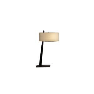Nova Lighting 11158 Tilt Table Lamp, Dark Brown Wood, Aged Bronze, Tan Linen Shade by Nova Lighting
