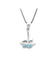 Sterling Silver and Blue Topaz Sailboat Necklace Pendant with Box Chain