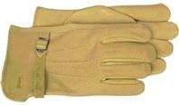 6PK PREMIUM LEATHER WITH BLACK & STRAP GLOVE, Color: TAN; Size: MEDIUM (Catalog Category: Lifestyle :APPAREL: GLOVES)