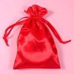 10 Red 3"x 4" Satin Drawstring Pouches