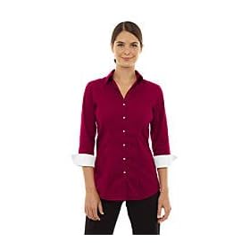 Women's Regular 3/4-sleeve Pinpoint Split-neck Shirt
