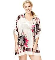 Plus Floral Striped Cover-Up Kaftan