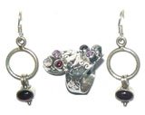 Jewelry Set - Earring and Ring Sets Sterling Silver with Garnet Gemstone Unique Gift Idea (erss030)