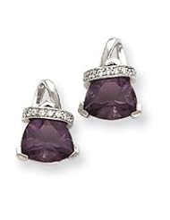 Sterling Silver Purple and Clear CZ Earrings QE2950"