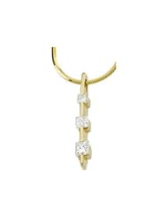 Ann Harrington Jewelry 14k Yellow Gold 1/2 Ct Tw 3 Stone Princess Cut Diamond Pendant Necklace