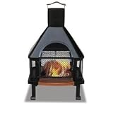 UniFlame WAF513C Outdoor Wood Burning Fireplace with Copper Hearth and Hood