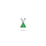 14K White Gold Genuine Trillion Emerald Pendant