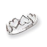 Sterling Silver Diamond-Cut Heart Ring - Size 7