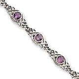 Sterling Silver Amethyst Bracelet - 7.25 Inch