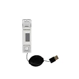 Retractable USB Cable for the Samsung Yepp YP-U2 with Power Hot Sync and Charge capabilities - Gomadic Brand w/ TipExchange Technology