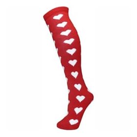 Manbi Thermal Ski Socks Red Hearts - Wool Mix - Uk Size 4-11