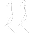 White Gold Rhodium Bonded Double Twisted Spiral 4" Drop Earrings in Silvertone