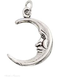 Sterling Silver 3D Crescent Moon Charm Man In The Moon Lunar Phase Waxing Crescent