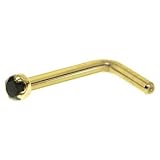 Solid 14KT Yellow Gold 2mm Genuine Black Diamond L-Shaped Nose Ring - 18 Gauge