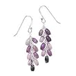 .925 Silver & Beaded Purple Agate Cluster Earrings