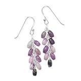 .925 Silver & Beaded Purple Agate Cluster Earrings