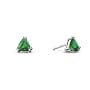14K White Gold Trillion Genuine Emerald Stud Earrings