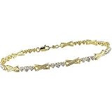 10k Yellow Gold Diamond Heart Bracelet, 7.5