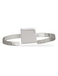 Sterling Silver Cuff with Square Engravable Tag