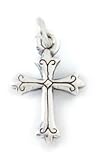Sterling Silver Engraved Fleur Cross Charm by Bob Siemon