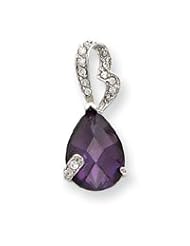 Sterling Silver Purple and Clear CZ Pendant Slide