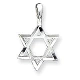 Sterling Silver Star of David with Diamond-Cut Edges Pendant with 20 inch Sterling Silver chain