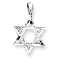 Sterling Silver Star of David with Diamond-Cut Edges Pendant with 20 inch Sterling Silver chain