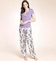 Per Una V-Neck Floral Jersey Pyjamas