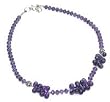 Gemstone Jewelry - Sterling Silver Necklace with Amethyst Beads 19.5 inches (gnklc216)