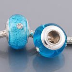 1 x Blue Shimmering Glass with stones Charm Bead for Pandora/Troll/Chamilia Style Charm Bracelet