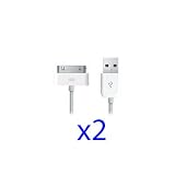 Qty 2 iPod / Touch / iPhone 3G 3GS 4 4S USB Data Sync & Charge PC Cable Lead