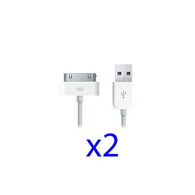 Qty 2 iPod / Touch / iPhone 3G 3GS 4 4S USB Data Sync & Charge PC Cable Lead
