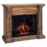 21m%2BHbnX1ML. SL160 Classic Flame Electric Fireplace Augusta 33 Wall Mantel Package Antique Oak Finish New F/X Fireplace w/ Special Effects