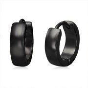 Urban Male Schlichten Schwarze Scharnier-Creolen aus Edelstahl, für Männer L:12 B:4mm