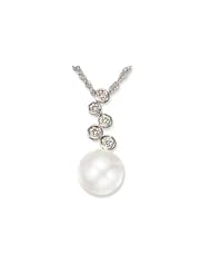 14K White Gold Freshwater Cultured Button Pearl Pendant w/Chain Transfered ONE to PPY998378