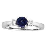 14k White Gold Round Tanzanite and Diamond Ring .60 TCW
