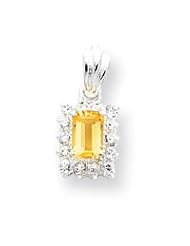 Sterling Silver Citrine & CZ Pendant QC2214"