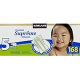 Kirkland Signature Supreme Baby Diapers (Size 5, Quantity 168)