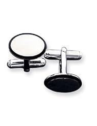Sterling Silver Black Enameled Cuff Links